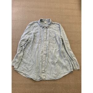 SPLENDID Women Large Blue Denim Button Up Shirt
